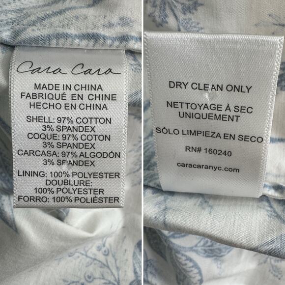 Cara Cara Blue Hill Dress jacobean toile navy blue white Size 4 - Picture 13 of 16